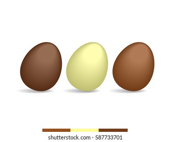 Illustration vector lot of color chocolate eggs on happy Easter theme.