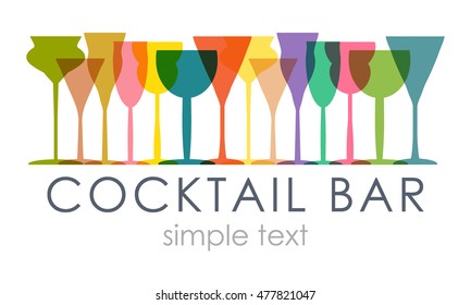 Illustration vector colored glasses and champagne glasses. For decoration, web, advertising bars, restorani, alcohol or beverages
