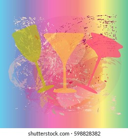Illustration vector colored glasses . For decoration, web, advertising bars, restorani, alcohol or beverages