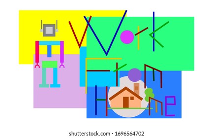 ilustración vectorial con colorido sobre el trabajo desde casa 
sobre el impacto del covid 19