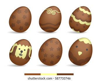 Illustration vector lot of colorful paint chocolate eggs on happy Easter theme.