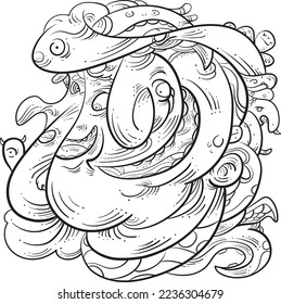 illustration vector of coloring book page-monsters-dragons-robot-perfect for-coloring book-sticker-t shirt