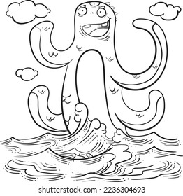 illustration vector of coloring book page-monsters-dragons-robot-perfect for-coloring book-sticker-t shirt