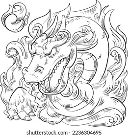 illustration vector of coloring book page-monsters-dragons-robot-perfect for-coloring book-sticker-t shirt