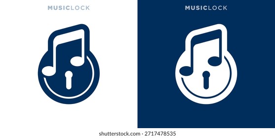 Illustration Vektor Kombination Musik-Schloss-Logo mit Uhr Hinweis für Zeitmanagement. Ideal für Musik- oder Veranstaltungsplanung von Geschäftsgrafiken.