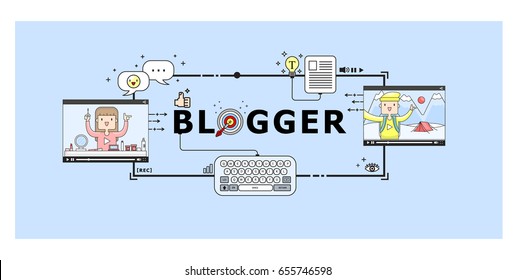 illustration vector concept of blogger as concept  on banner.