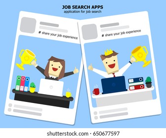 illustration vector concept of job search application.Cartoon flat design.