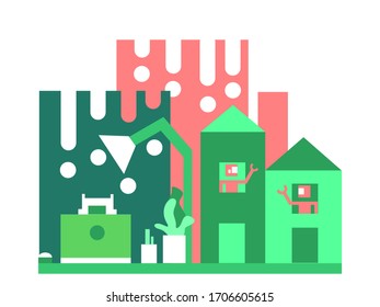 Illustration vector of concept with related work from home 