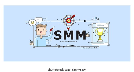 illustration vector concept of social media marketing on banner.