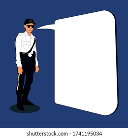 illustration vector : conceptual of Malaysia Covid19 roadblock by policeman.
