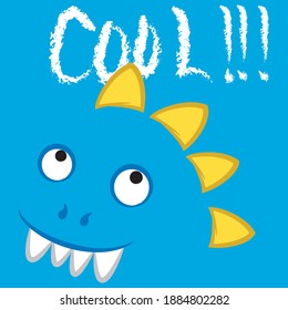 Illustration vector cool of cute monster with background