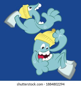 Illustration vector cool of cute monster with background