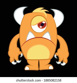 Illustration vector cool of cute monster with background