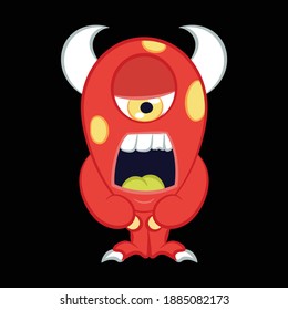 Illustration vector cool of cute monster with background