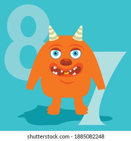 Illustration vector cool of cute monster with background