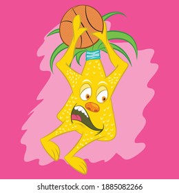 Illustration vector cool of cute monster with balloon and background