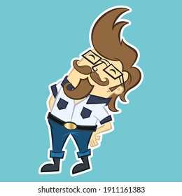 Illustration vector cool men hipster with glasses and background for fashion design