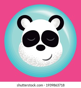 Panda de enfriamiento de vectores de ilustración en pin y fondo