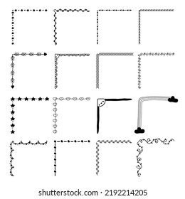 illustration vector corner clipart, set corner. hand drawn. isolated background.
