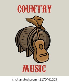 illustration vector of country music symbol,acoustic guitar