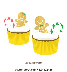 Illustration vector of couple gingerbread cupcakes.