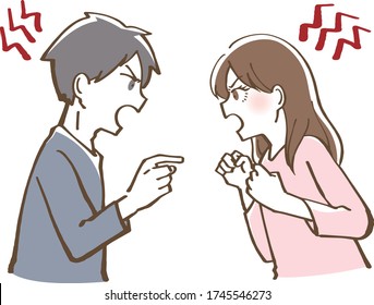 Illustration vector of a couple having a fight