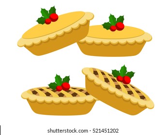 Illustration vector of couple mince pies on Christmas theme.  