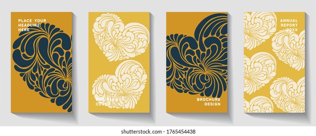 Illustration vector of cover books design with heart pattern set. Modern flat vector illustration with place for text. Layered file Modern cover design