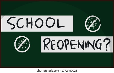 Illustration Vector : Covid 19 Pandemic Of Schools Reopening Conceptual With Chalkboard.