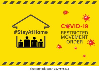 Illustration Vector: Covid-19 Restricted Movement Order, Stay At Home