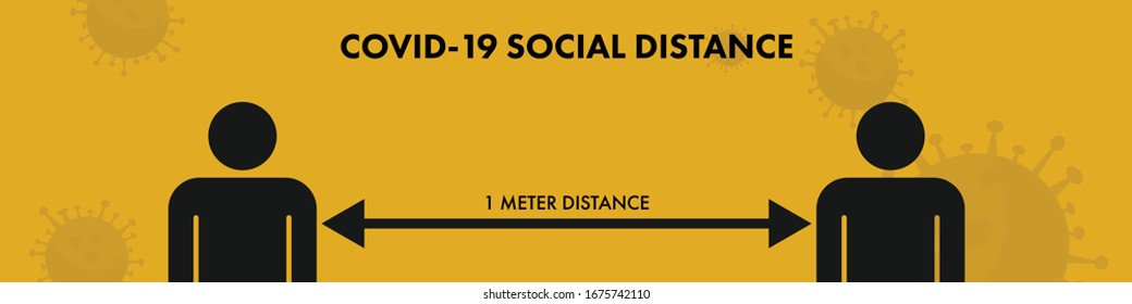 Illustration vector: Covid-19 Social distance 1 meter