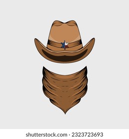 illustration vector of cowboy hat and bandana perfect for print ,etc