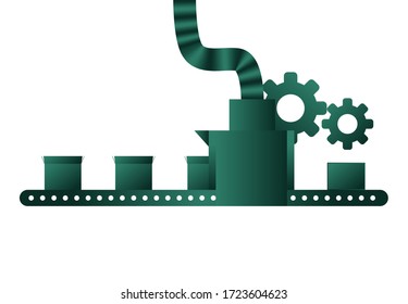 Illustration vector creative business graphics. Company is engaged box packing. abstract plan concept teamwork technology. Creative isolated background green themes