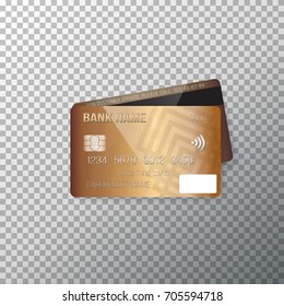Illustration of Vector Credit Card. Photorealistic Bank Card Isolated on Transparent Background