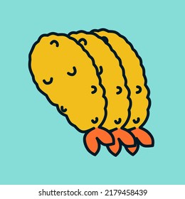 Illustration vector crispy fried prawns