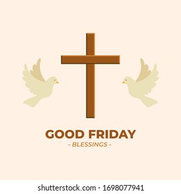 Vector de Ilustración de Jesucristo cruzado con paloma. 
Viernes Santo. Traducción indonesia : Jumat Agung.
Apropiado para tarjetas de felicitación, carteles y pancartas.