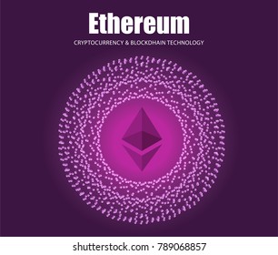 Illustration vector cryptocurrency planet icon on space as Ethereum,eth on Blockchain technology