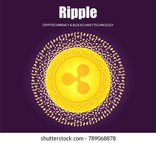 Illustration vector cryptocurrency planet icon on space as ripple,xrp on Blockchain technology