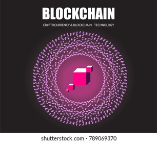 Illustration vector cryptocurrency planet icon on space as Blockchain technology