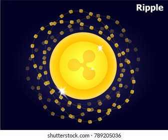 Illustration vector cryptocurrency planet icon on space as ripple,xrp on Blockchain technology