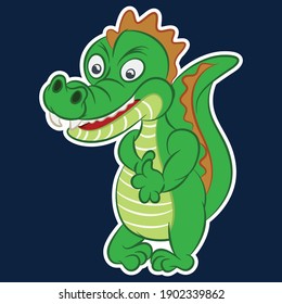 Illustration Vector Cute Alligator Cartoon With Background