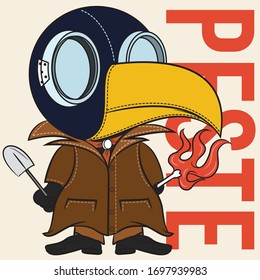 illustration vector cute art toy design of peste doctor