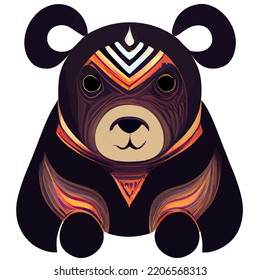vector de ilustración de oso lindo aislado en blanco con estilo tribal bueno para el logotipo o personalizar su diseño