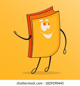 Illustration vector cute book cartoon character in action. childish books with smiling faces, arms, and legs, school, education concept, design elements. Flat vector illustration