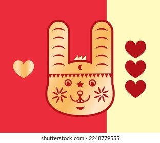 Illustration vector of cute bunny with heart as love Tribe logo designed.