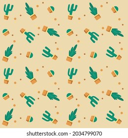 Illustration Vector Cute Cactus Pattern Background Design. Modern minimal vector design Background.