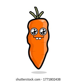illustration vector of cute carrot cartoon character. vegetable concept illustration. isolated on white background.