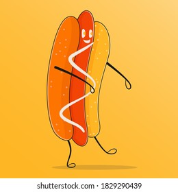 Illustration Vector Cute Cartoon Hot Dog Stock Vector (Royalty Free ...