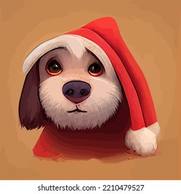 illustration vector of cute cartoon puppy using Christmas costume isolated perfect for kid greeting card