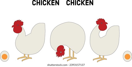 Illustrationsvektor eines süßen Cartoon-Hahn oder Huhn, Schwanz. leicht veränderbare Farbe und Größe